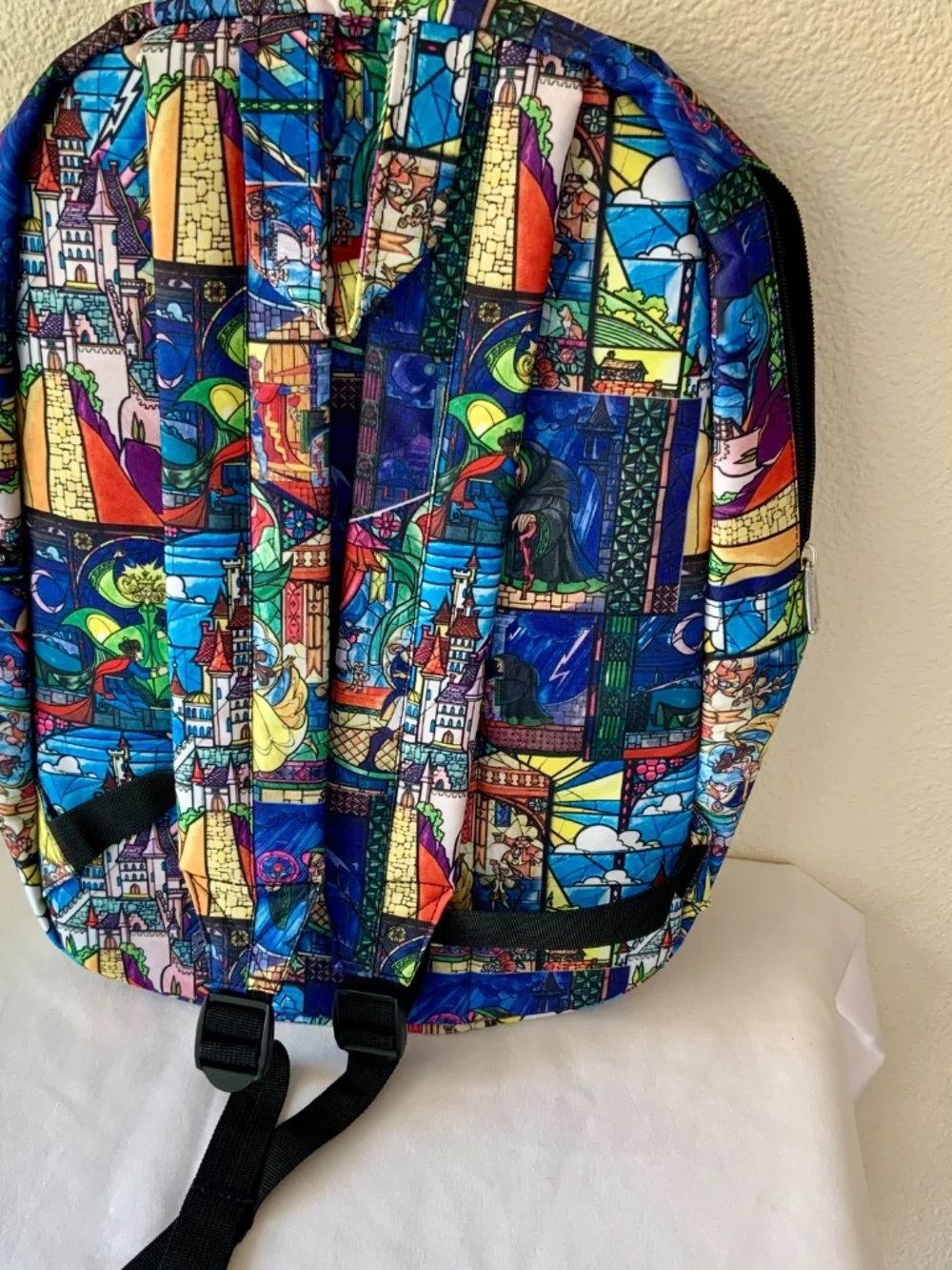 LIKE NEW! Disney Loungefly Beauty and the Beast Stained Glass Backpack